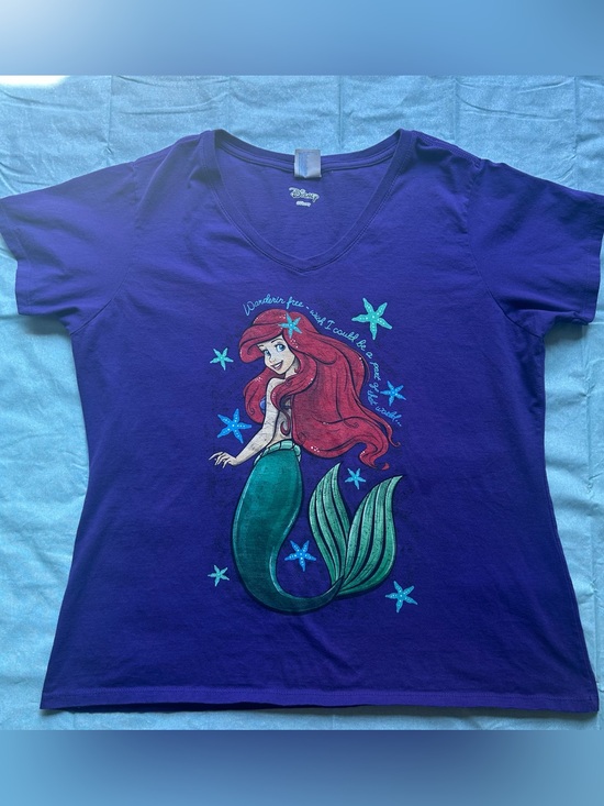 Disney Tops - Disney Purple Little Mermaid Ariel Graphic V-Neck Tee